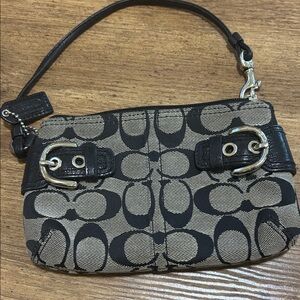 Coach Black and Tan Patterned Wristlet